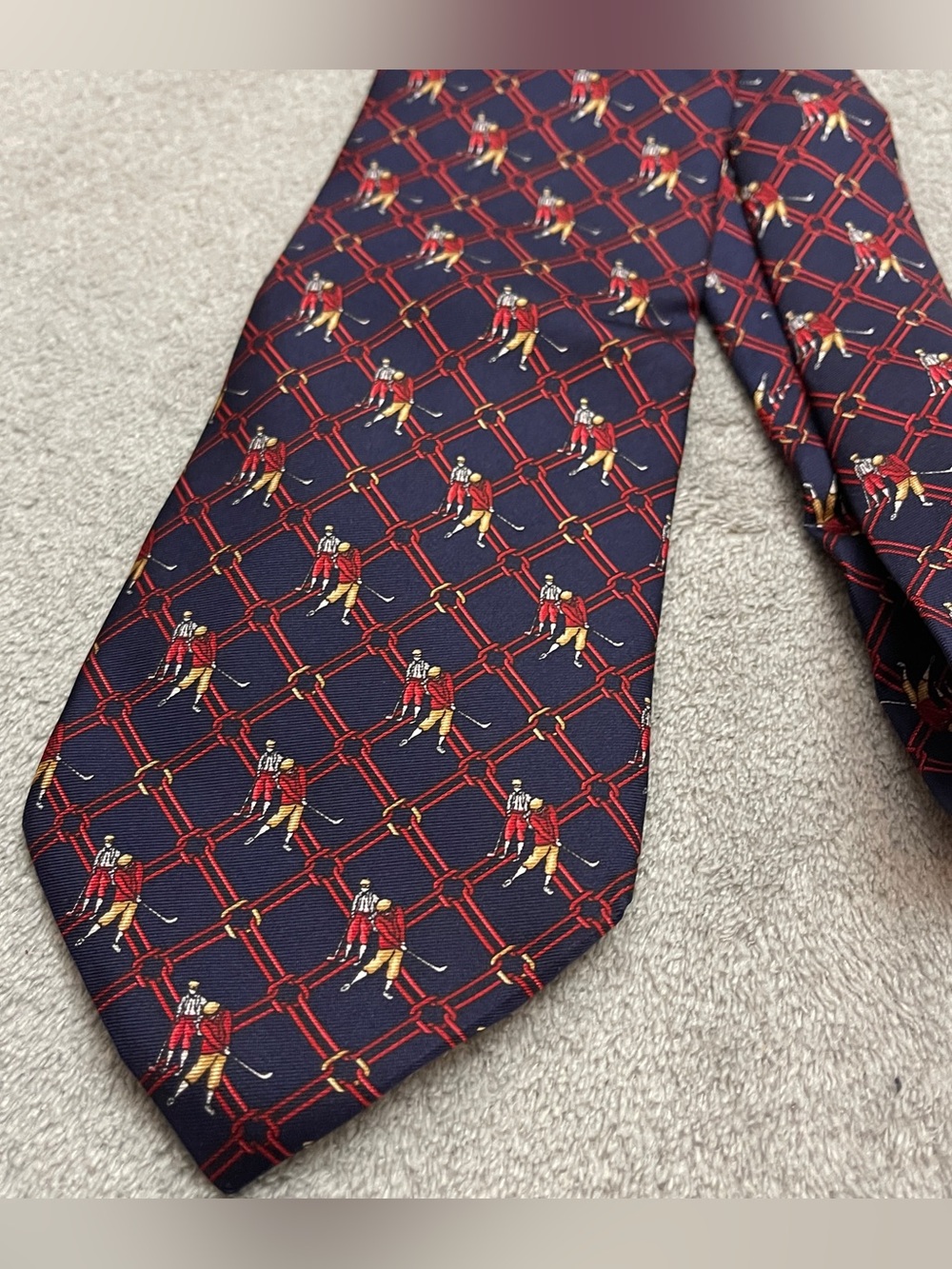 Frangi Italian Silk Neck Tie Golfer Navy Blue Made in Italy